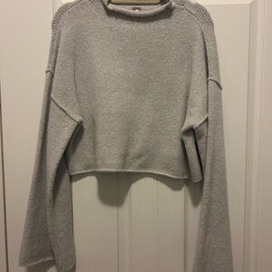 Free People Cropped Gray Sweater
